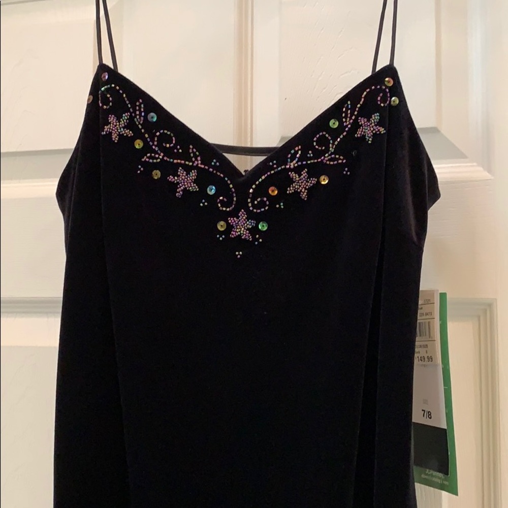 Evening Dress Black w/bead design & sheer back